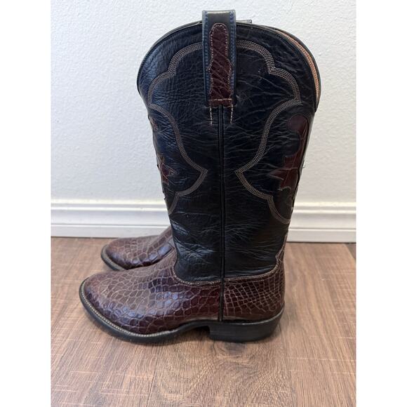 Mens Custom Made Red Brown Caiman Crocodile Western Boots 9.5 E - Picture 5 of 14